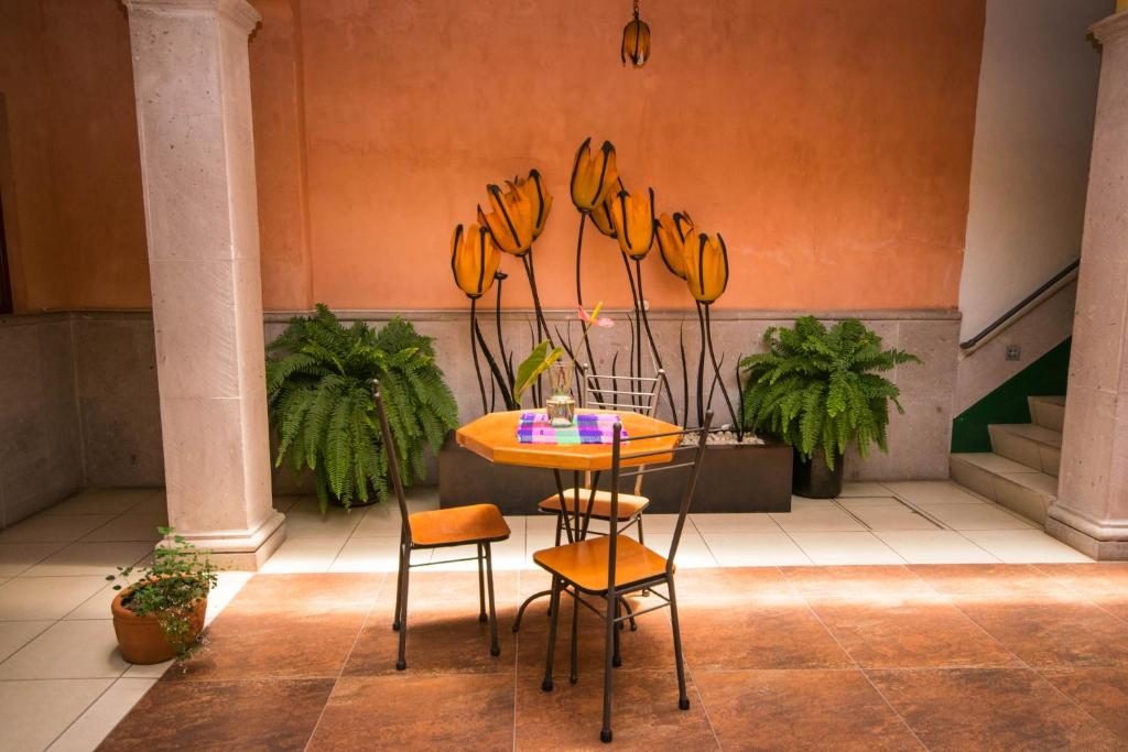 Quiet courtyard seating at the hotel
